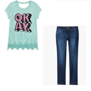 Girls Sweater Top and Skinny Jeans Outfit Size 16